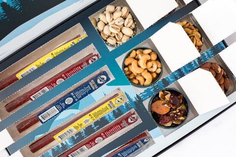 Gourmet Advent Calendar with Meat Sticks and Nut Medley in Holiday Gift Box - 12 Days of Winter Wonder 2024 Edition