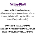 "Sugar Plum 8 oz Milk Chocolate Bunny ingredients and allergen information"