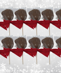 Gourmet Milk Chocolate Santa Lollipops with Festive Red Bows - Set of 12 Holiday Stocking Stuffers.